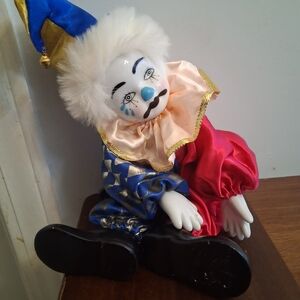 Colorful Clown Doll with Blue and Red Outfit